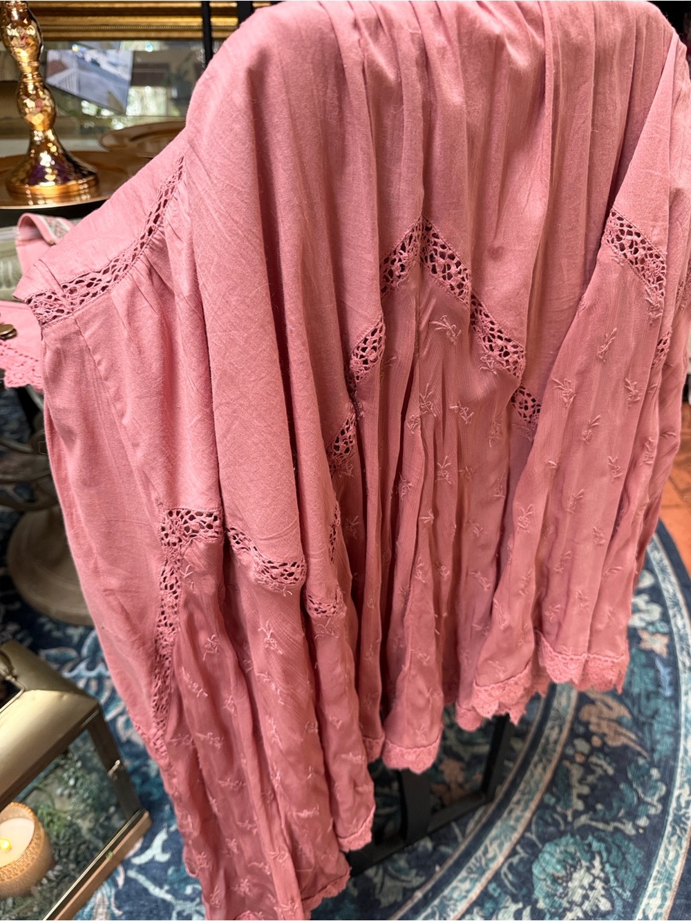Free People Dusty Rose Lace-Trim Maxi Trails end Skirtall Sold out - Picture 12 of 14